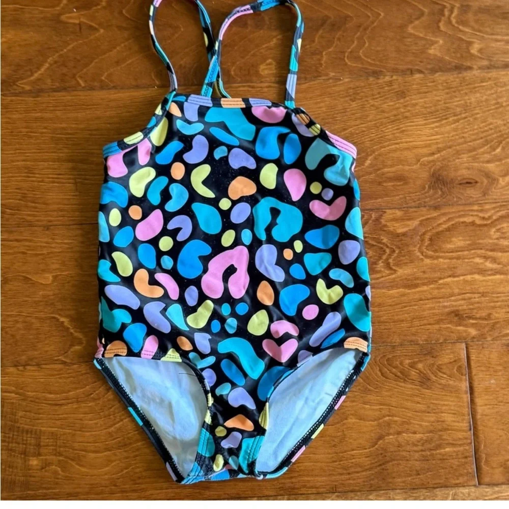 Like New Size 2T/3T Colorful Cheetah Patterned Swimsuit
